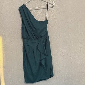 BCBG Elegant Teal One-Shoulder Dress